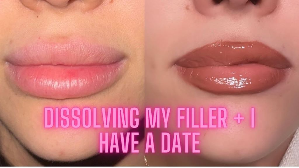 Holly Scarfone's lips before and after dissolving lip filler.