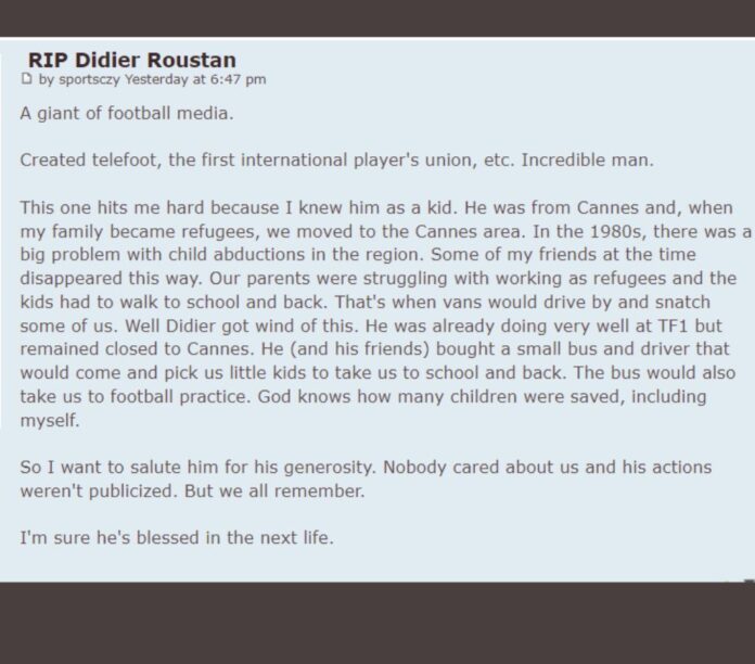 Late Didier Roustan helped an enfant during 1980s child abduction!